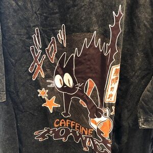 Black Graphic Cat T-Shirt